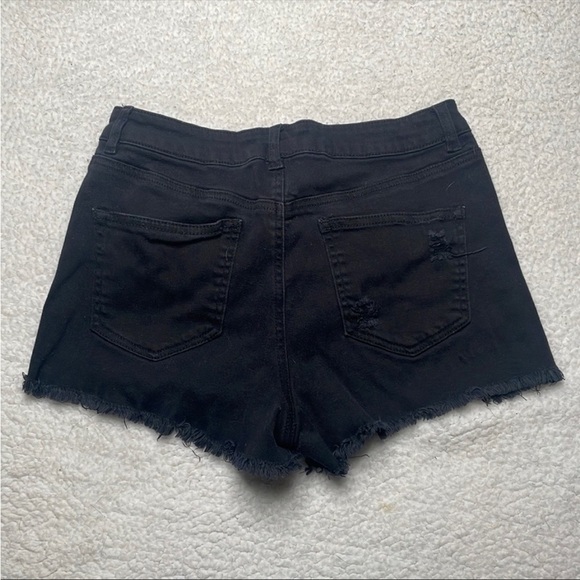 Refuge Black Distressed Jean shorts Size 6 Black Button Fly - Picture 5 of 7